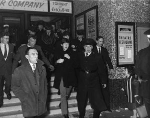 The Beatles leaving The Ritz hotel.