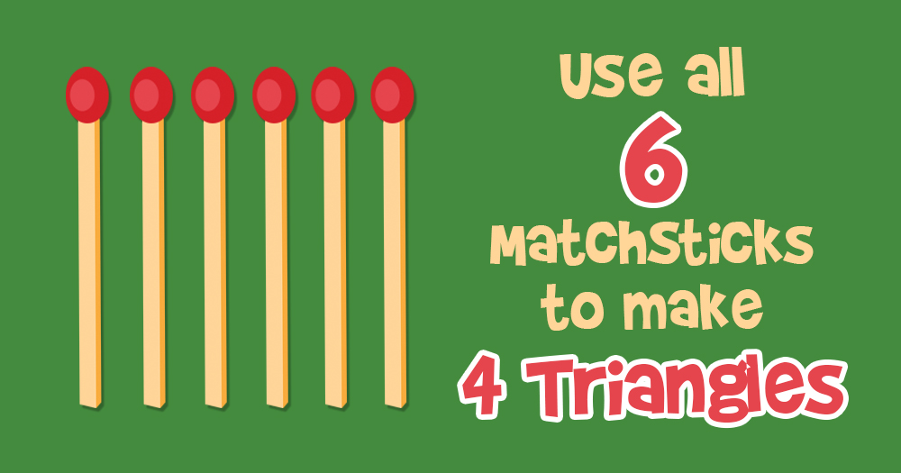 Move All 6 Matchsticks to Create 4 Equilateral Triangles
