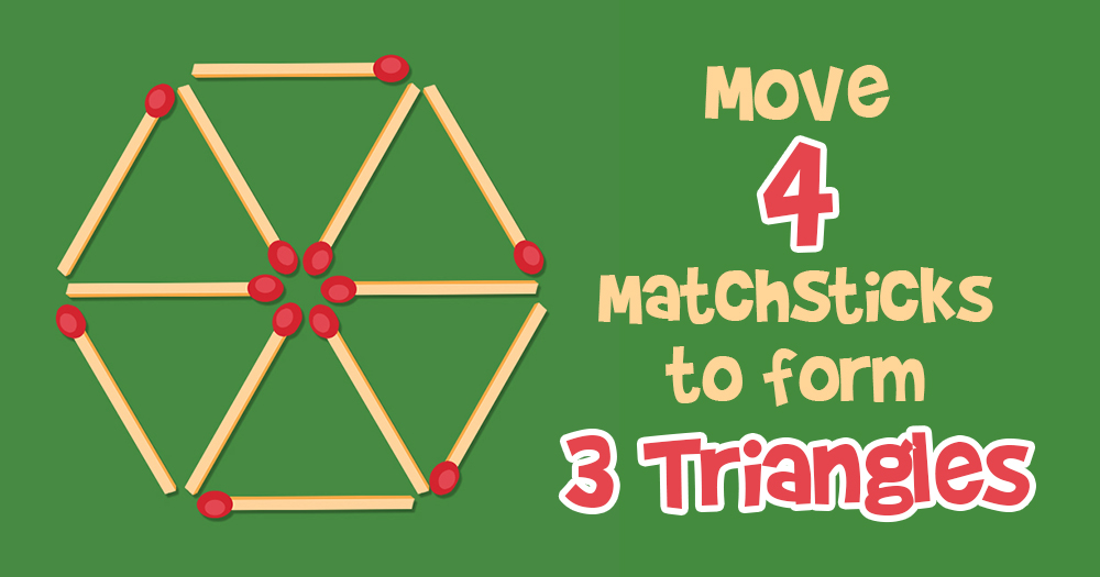 Move 4 Matchsticks to Turn this Wheel into 3 Triangles