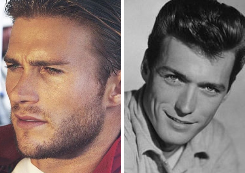 Clint Eastwood Old Headshot Next To His Son Scott's Headshot