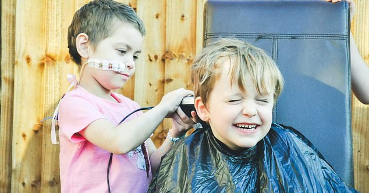 little boy lets best friend shave head