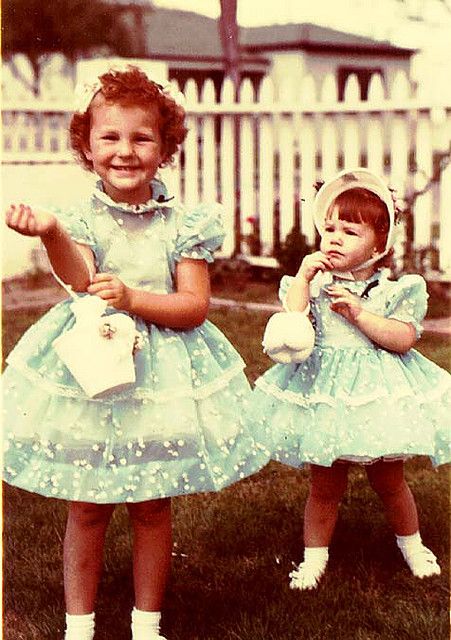 sisters in easter dresses