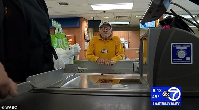 World War II veteran working at Stop & Shop 