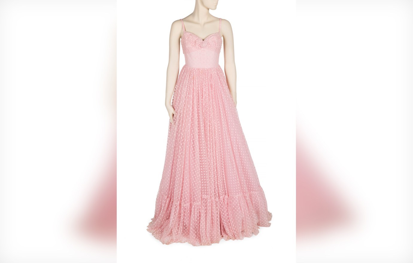 Strapless pink lace gown