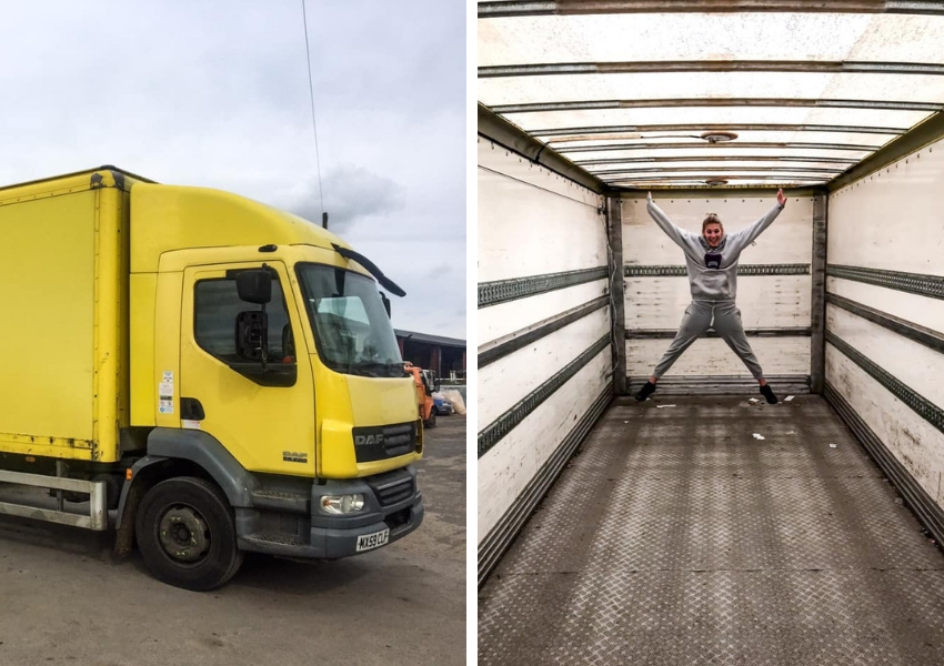 before photos of the old bread truck turned tiny home