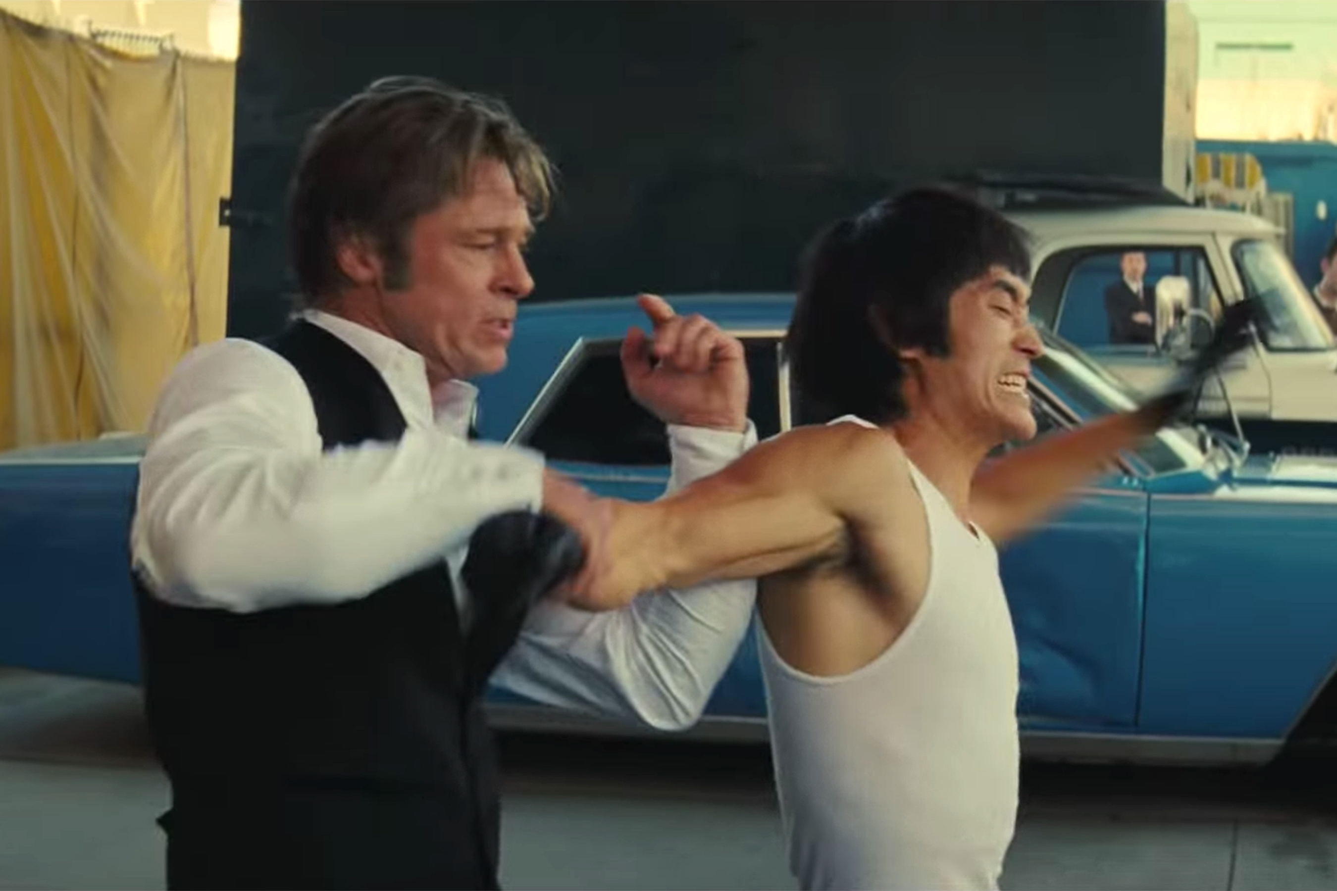 Cliff Booth and Bruce Lee fight in Once Upon a Time in Hollywood