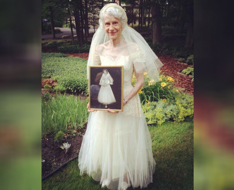 grandma wearing wedding dress from 1953