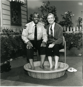  On the set of Mr. Rogers' Neighborhood