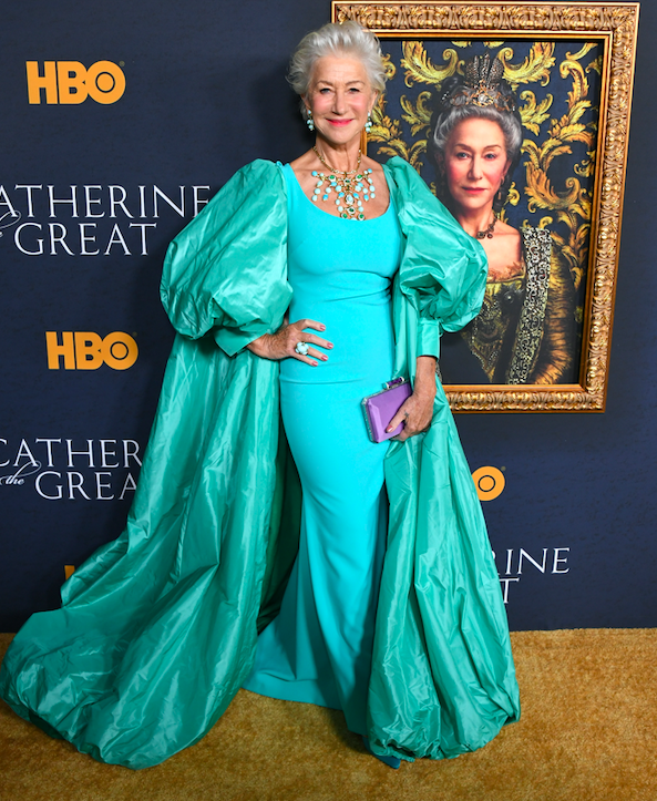 helen mirren stuns in gorgeous gown and regal cape