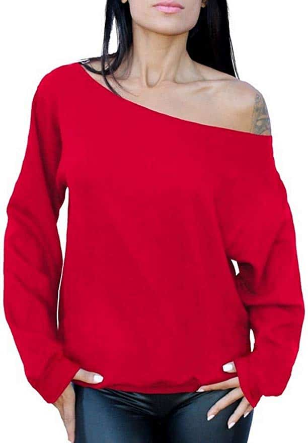 off the shoulder sweatshirt red