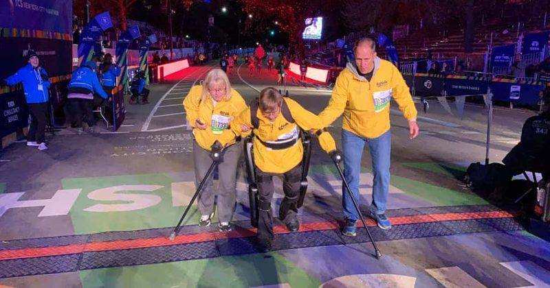 paralyzed veteran finishes marathon with exoskeleton