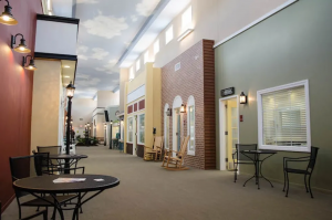 Each hallway is designed to look like streets the seniors might have walked on in their youth