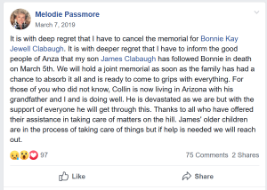 Melodie Passmore shared the heartbreaking news and gave updates on Collin Clabaugh's conditions on Facebook