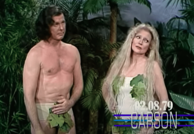 Johnny Carson and Betty White in 'Adam and Eve' skit 1979