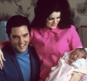 Elvis and Priscilla Presley both have vivid expressions in this picture