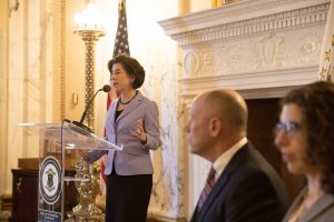 Gov. Gina Raimondo is moving forward with a bill tochange Rhode Island's name in state documents