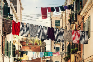 Clotheslines situated in cities involved a pulley system so people could access their clothes from the window