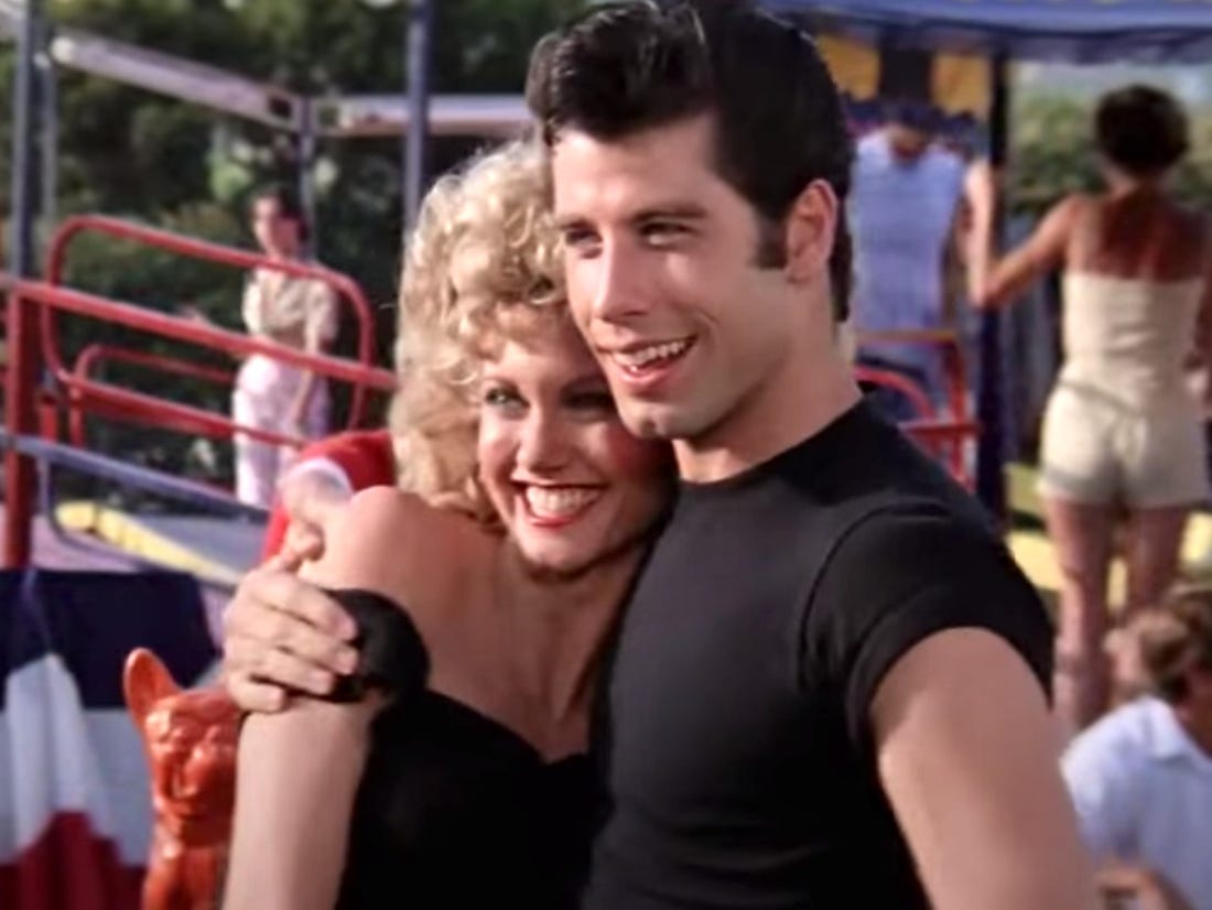 sandy and danny in grease olivia newton john john travolta