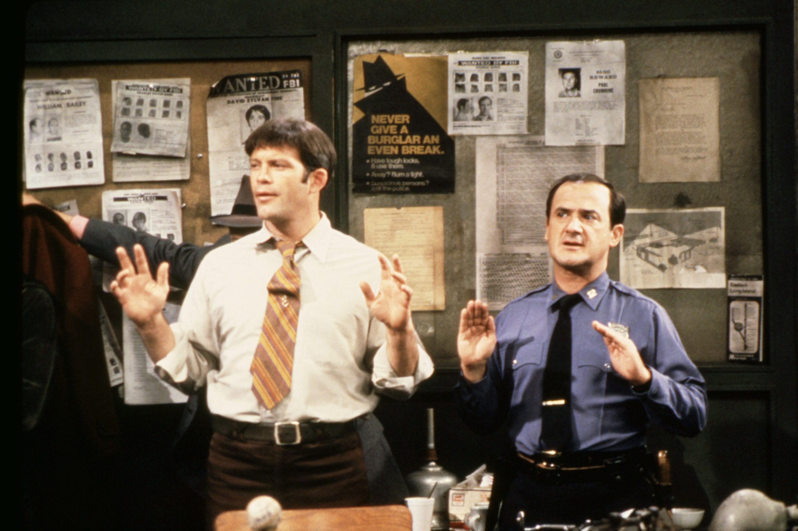 Max Gail and Ron Carey in Barney Miller, 1982