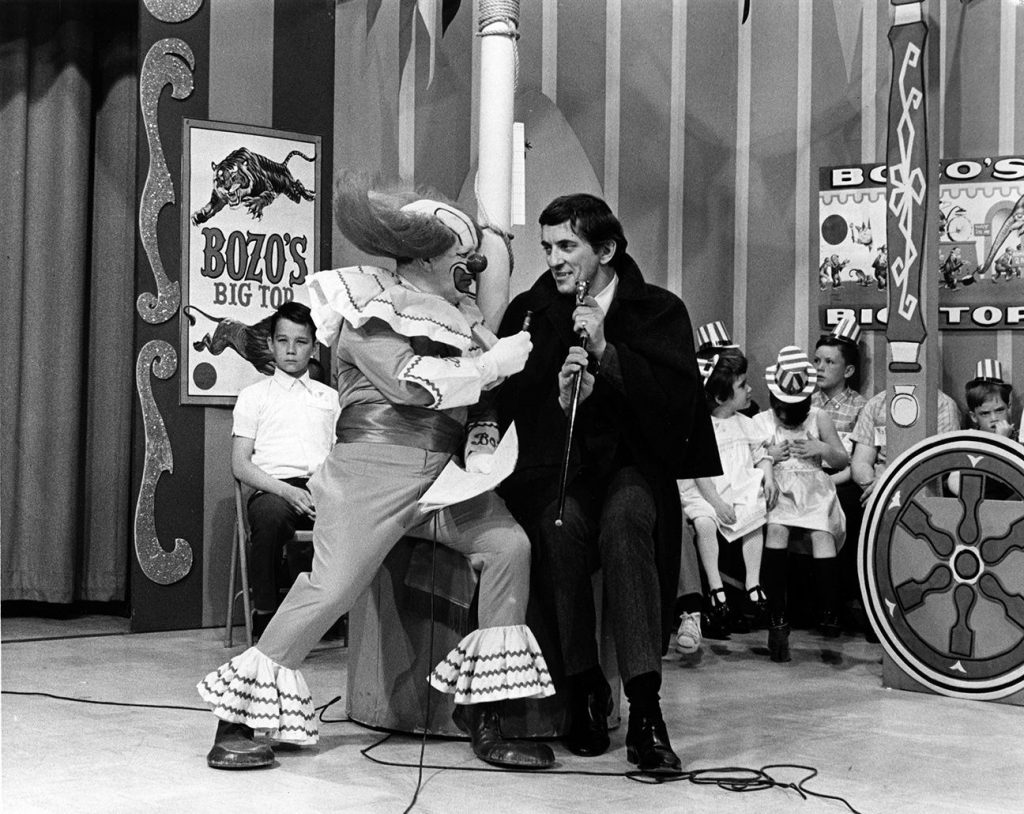 Jonathan Frid dressed as Barnabas Collins on the Bozo the Clown show.